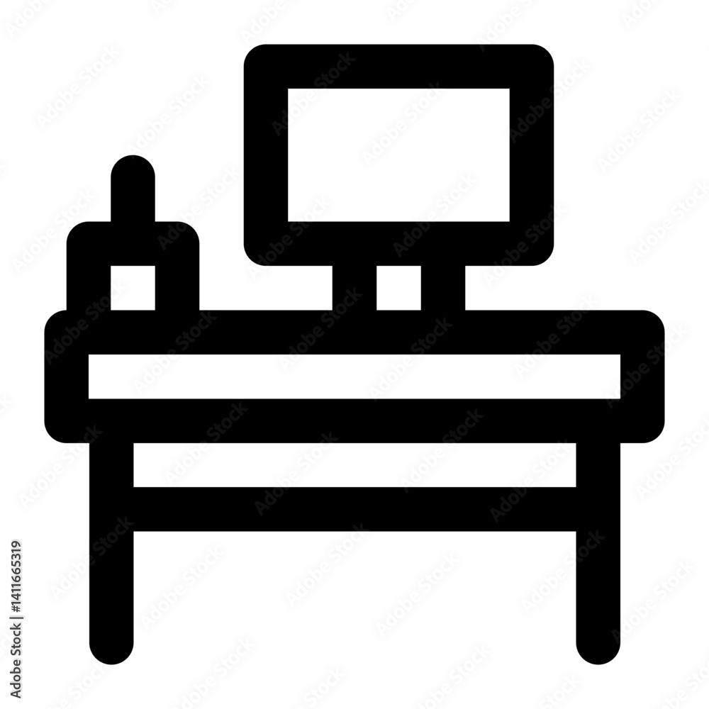 working desk station table office. minimalist outline icon for web and app working desk station table office. minimalist outline icon for web and app