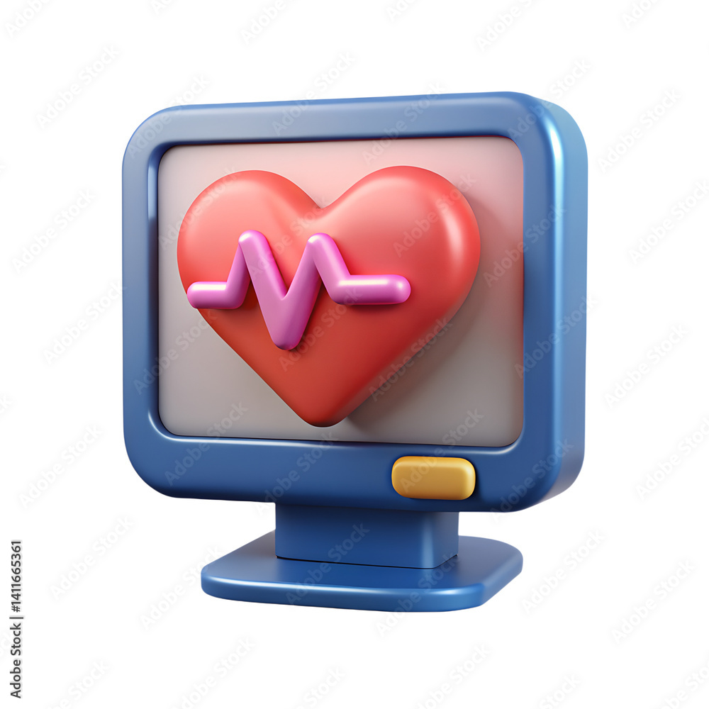3d Heart monitor showing a cardiogram 3d Heart monitor showing a cardiogram