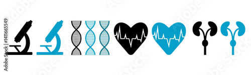 Set of medical illustrations on white background
