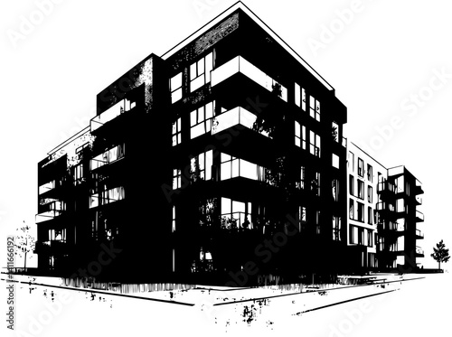 Apartment building fantasy architecture, Apartment building vector graphic