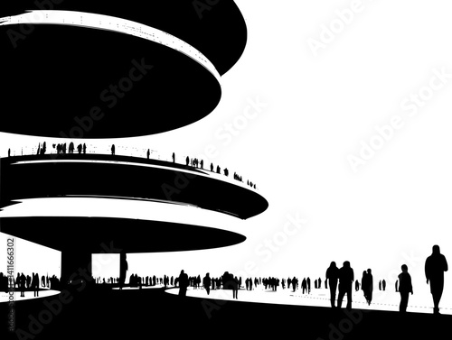 Fantasy architecture of Exhibition center, Exhibition center vector graphic