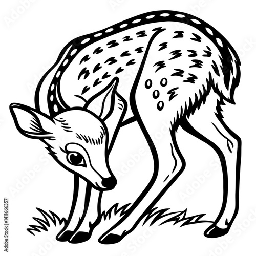 Elegant Fawn Design for Coloring Books and Nature Themed Art Projects