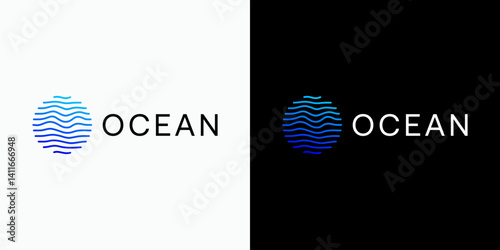 Ocean wave shape line vector logo design with modern, simple, clean and abstract style. Icon for business, and personal branding.