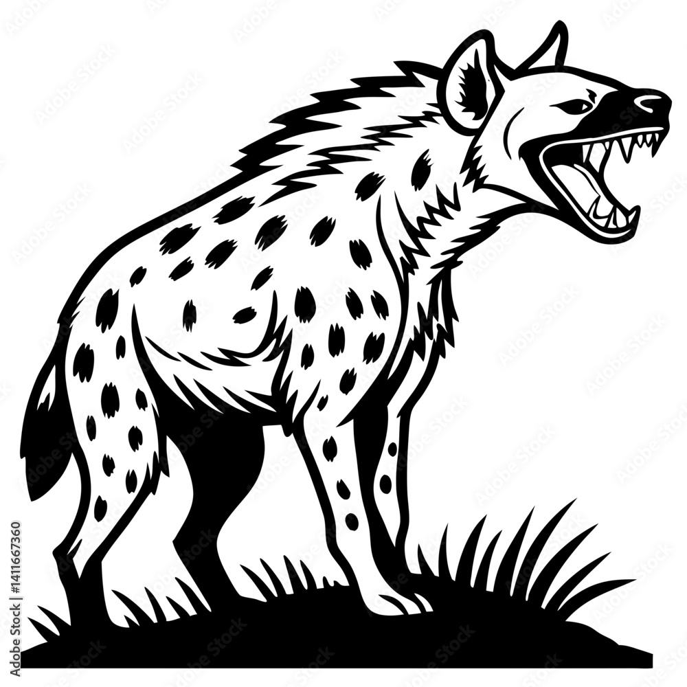 Fototapeta premium Aggressive Hyena Illustration for Tattoo Design and Graphic Use