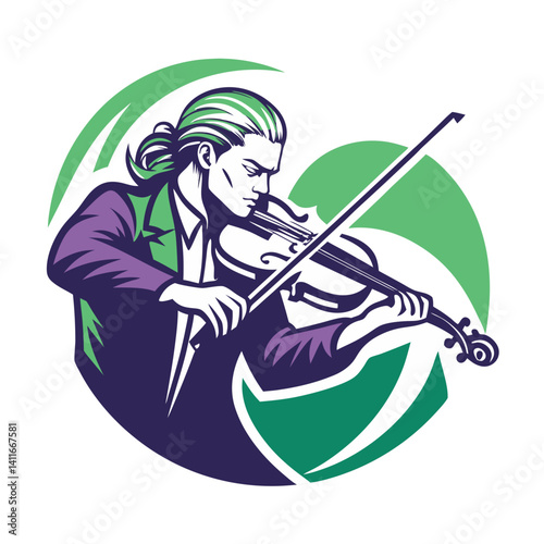 Elegant Violinist Playing Music in Dynamic Motion Artistic Style