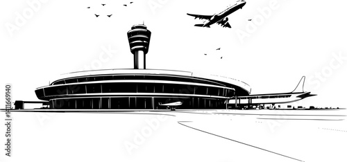 Fantasy architecture of Airport, Airport vector illustration