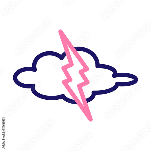 lightening Vector Line Two Color Icon Design