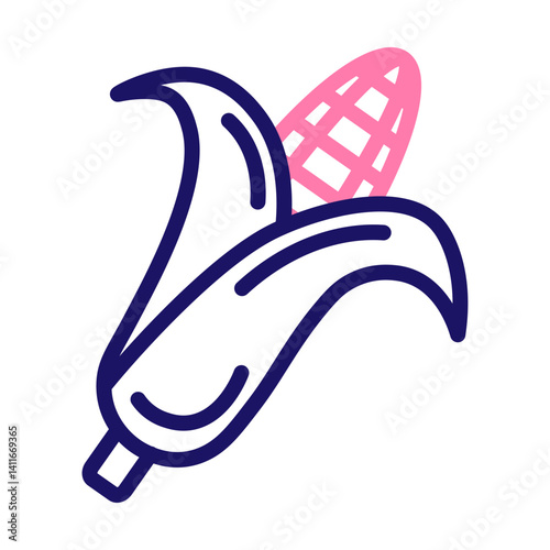 corn Vector Line Two Color Icon Design