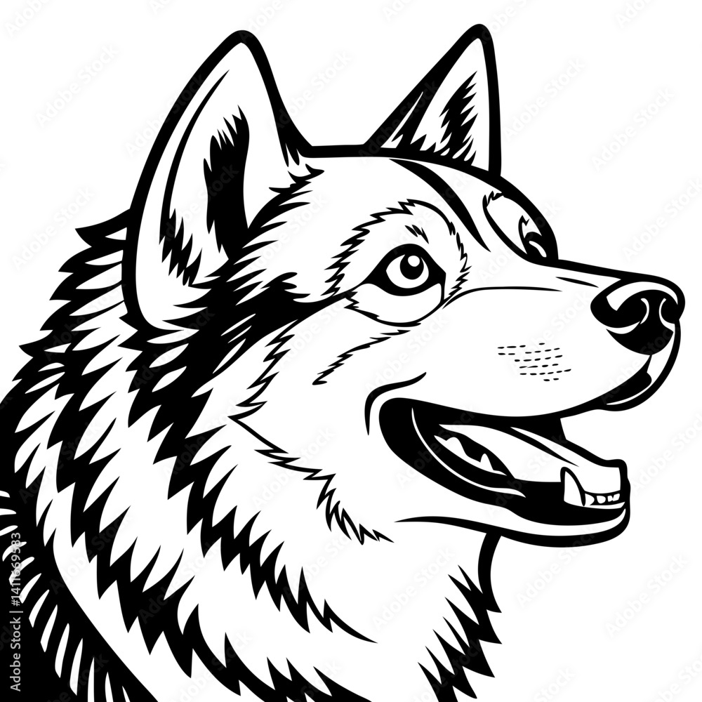 Fototapeta premium Detailed Wolf Head Vector Illustration for Tattoo Design and Coloring Book Art