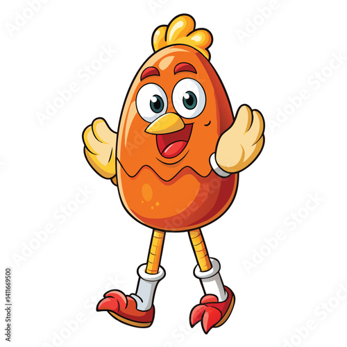 Cheerful egg-shaped chicken character