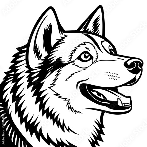 Detailed Wolf Head Vector Illustration for Tattoo Design and Coloring Book Art