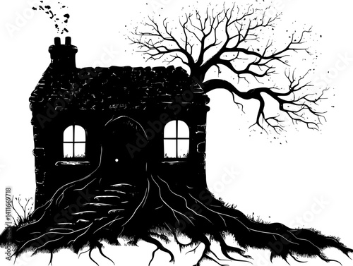 Root cellar fantasy architecture, Root cellar vector illustration