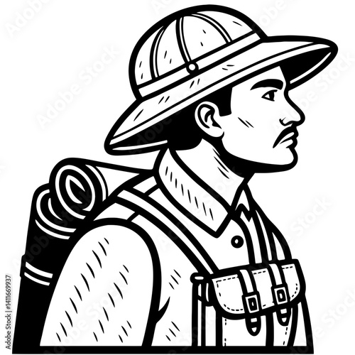 Explorer Profile Illustration Outdoor Adventure Camping Enthusiast