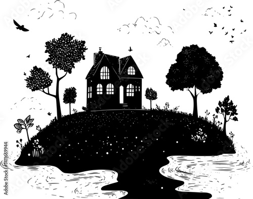 Tiny house fantasy architecture, Tiny house vector illustration