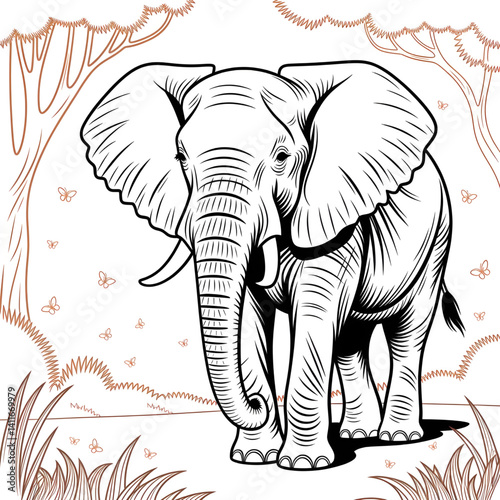 elephant in the jungle and It's a big animal in the world