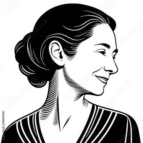 Elegant Vintage Woman Portrait Vector Illustration for Tattoo Design and Artistic Projects