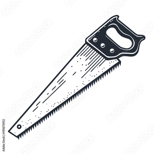 Vintage Hand Saw Detailed Illustration for DIY Crafts Woodworking and Tattoo Design