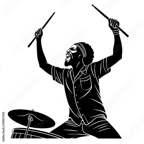 Energetic Drummer Performing Live Music Passionate Celebration of Rhythm and Sound