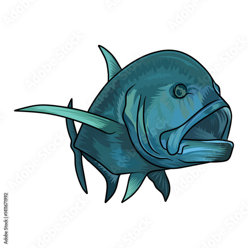 giant trevally fishing illustration logo vector image t shirt
