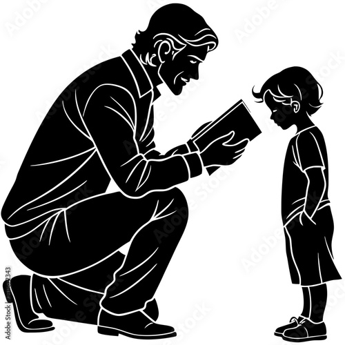 Father Reading to Son Silhouette for Parenting Education Family Bonding and Storytelling