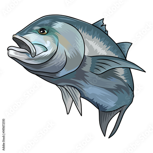 giant trevally fishing illustration logo vector image t shirt
