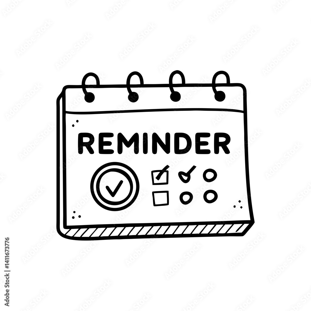 Reminder Calendar Page with Checkboxes for Task Management and Organization Reminder Calendar Page with Checkboxes for Task Management and Organization