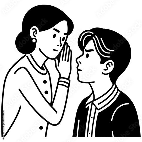 Whispering Conversation Between Two Characters Emotional Interaction Vector Illustration