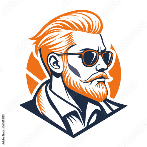 Stylish Retro Bearded Man with Sunglasses Modern Vector Illustration for Fashion and Lifestyle