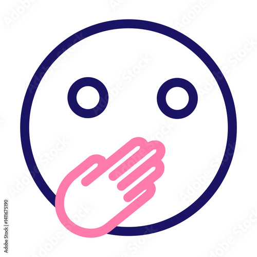 emoji Quiet Vector Line Two Color Icon Design