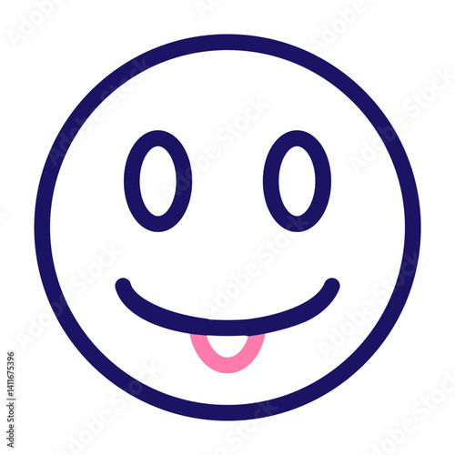 emoji tongue out Vector Line Two Color Icon Design