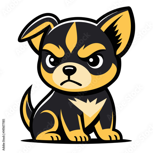 Angry Cartoon Chihuahua With Bold Colors and Sharp Features Perfect for Tattoo or Sticker Design