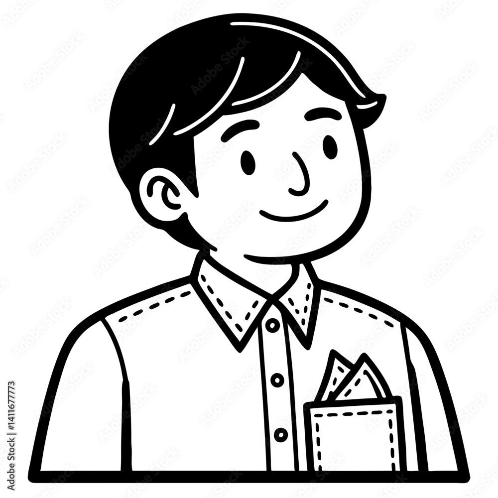 Friendly Young Man in Business Attire Smiling with Pockets for Creative Design Projects Friendly Young Man in Business Attire Smiling with Pockets for Creative Design Projects