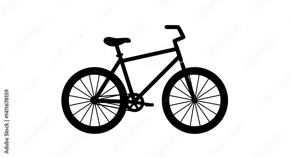 Fototapeta premium Bicycle Silhouette on White Background Illustration