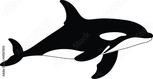Orca Silhouette Illustration - Minimalist Black & White Killer Whale Graphic Art
