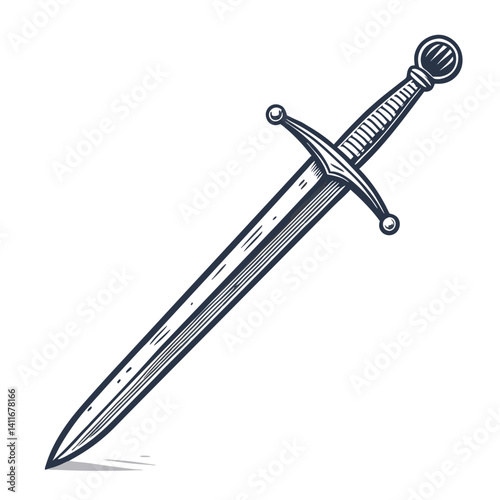 Medieval Sword Illustrative Vector Graphic for Tattoo Design and Artwork Projects