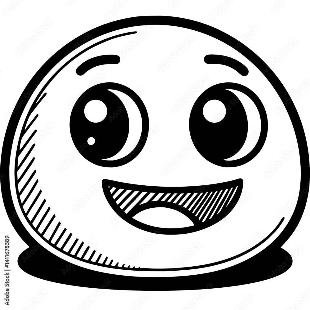 Happy Smiling Cartoon Face With Big Eyes and Joyful Expression for Fun Children Activities Happy Smiling Cartoon Face With Big Eyes and Joyful Expression for Fun Children Activities