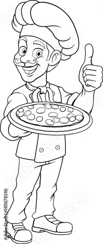 A chef cook holding a pizza...