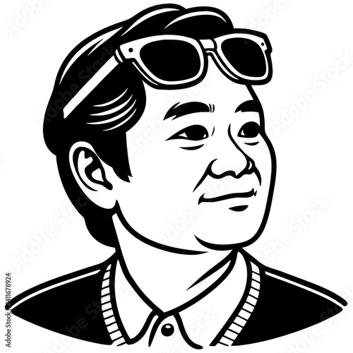 Stylized Portrait of a Man Wearing Sunglasses with Confident Expression for Graphic Design Use