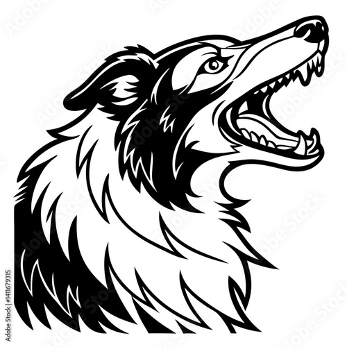 Wallpaper Mural Dynamic Howling Wolf Head Silhouette Vector for Tattoo Design and Graphic Arts Torontodigital.ca