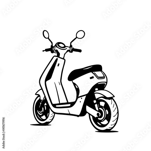 Stylish Electric Scooter Vector Design Ideal for Tattoos and Coloring Books