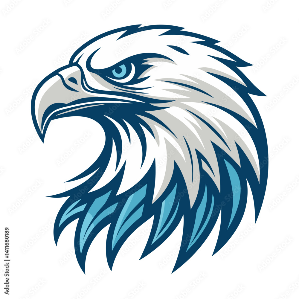 Obraz premium Majestic Eagle Head Illustration with Bold Features and Dynamic Colors for Graphic Design Projects