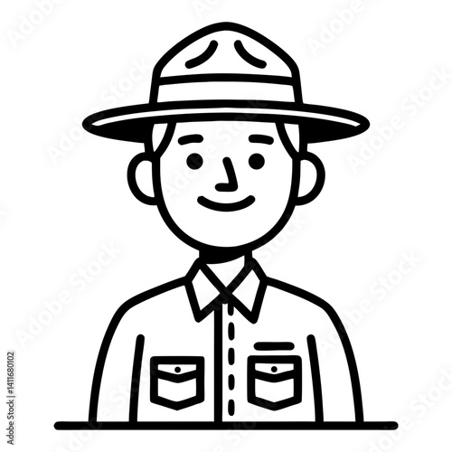 Cheerful Park Ranger Character Illustration for Nature Conservation Related Projects