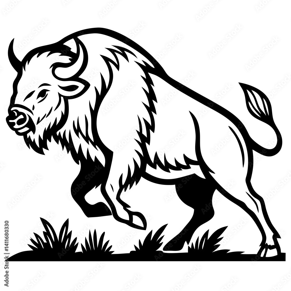 Fototapeta premium Dynamic Buffalo Illustration for Wildlife Themes and Nature Inspired Designs