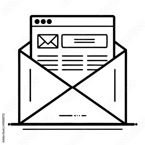Creative Email Communication in Envelope with Webpage Elements for Digital Marketing Designs