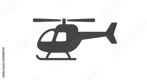 Helicopter Flying Graphic Icon on White Background