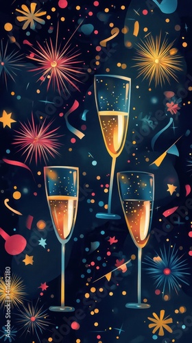 Celebrate New Year's Eve with Sparkling Champagne and Fireworks!