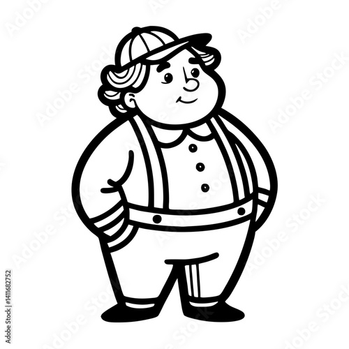 Charming Cartoon Boy Character in Cap and Suspenders Ideal for Children's Illustrations