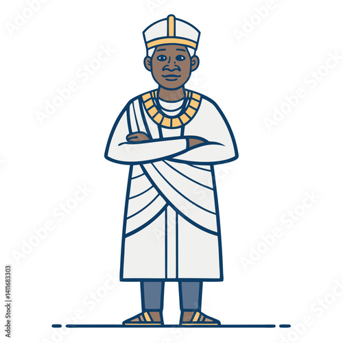 African Royalty Character Illustration Traditional Attire Cultural Heritage Design