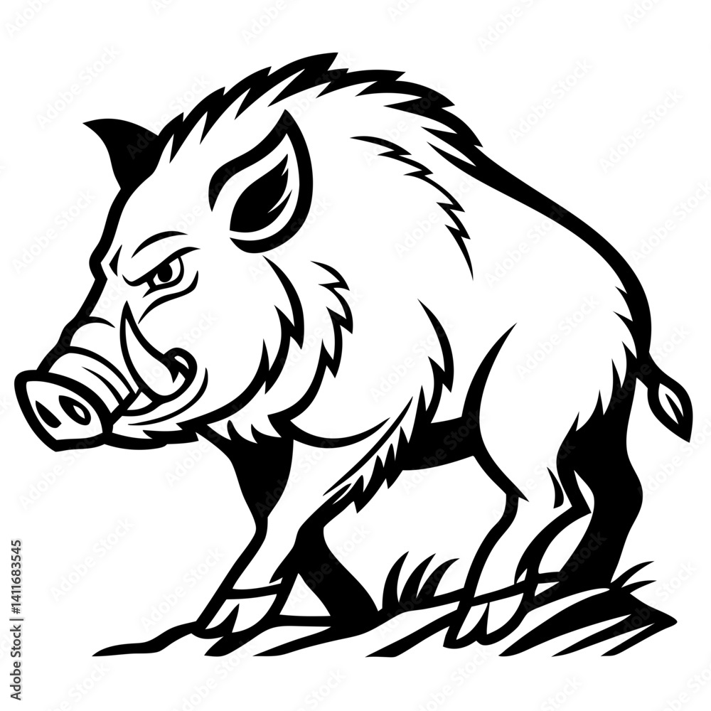 Fototapeta premium Bold Wild Boar Vector Illustration for T-shirt Design and Tattoo Inspiration