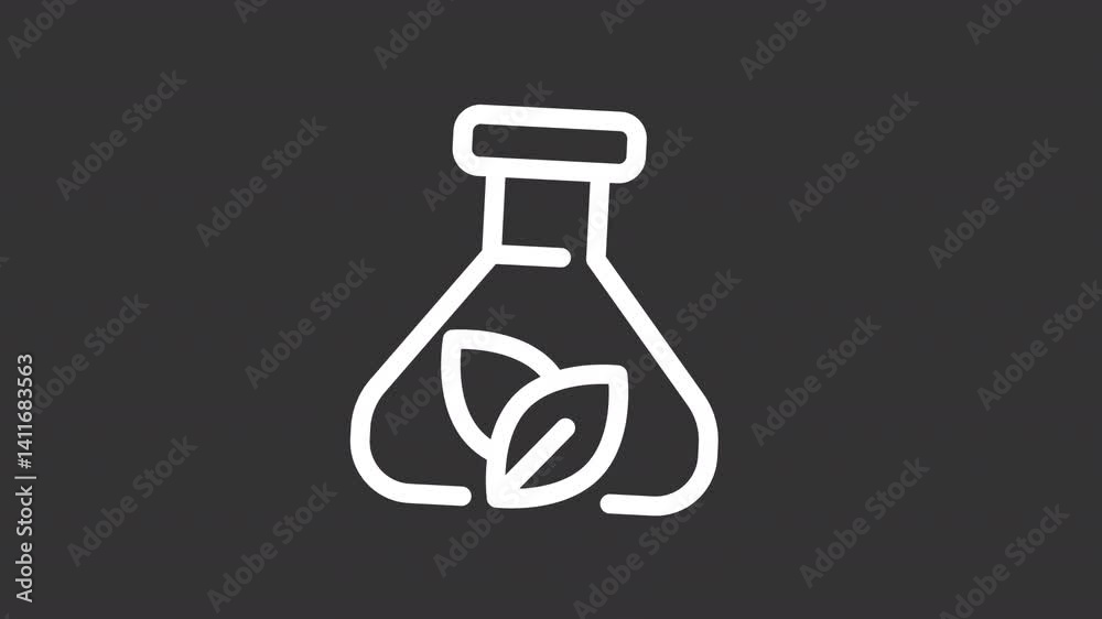 Nature research ui icon white line animation. Shaking glass beaker, leafs. Eco friendly chemicals. Laboratory tube animated user interface element on dark background. Transparent HD video Nature research ui icon white line animation. Shaking glass beaker, leafs. Eco friendly chemicals. Laboratory tube animated user interface element on dark background. Transparent HD video